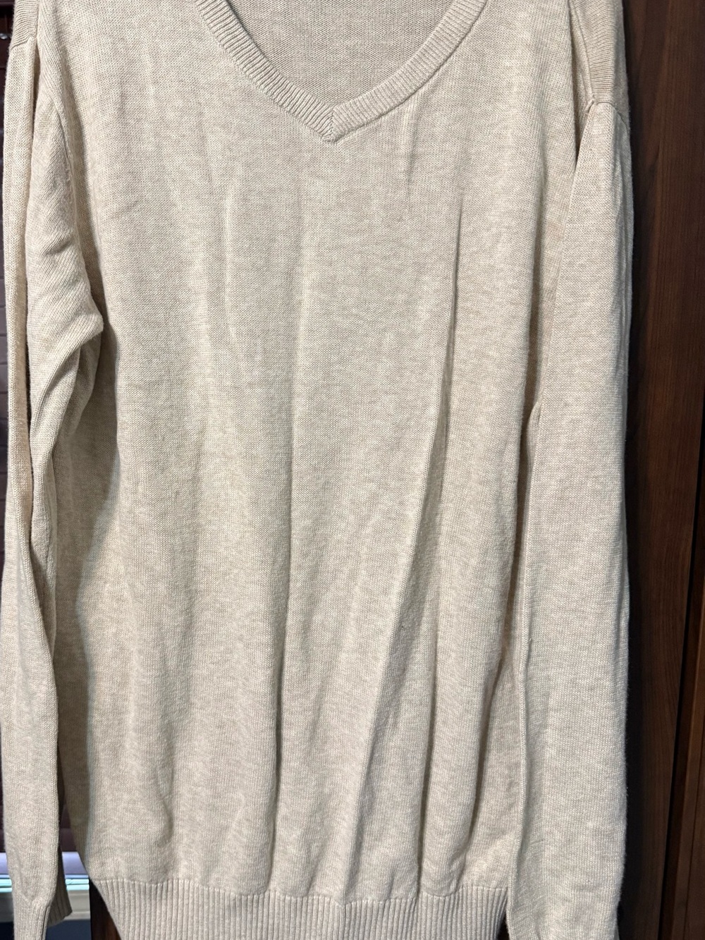 Place Men's V-Neck Sweater in Light Beige